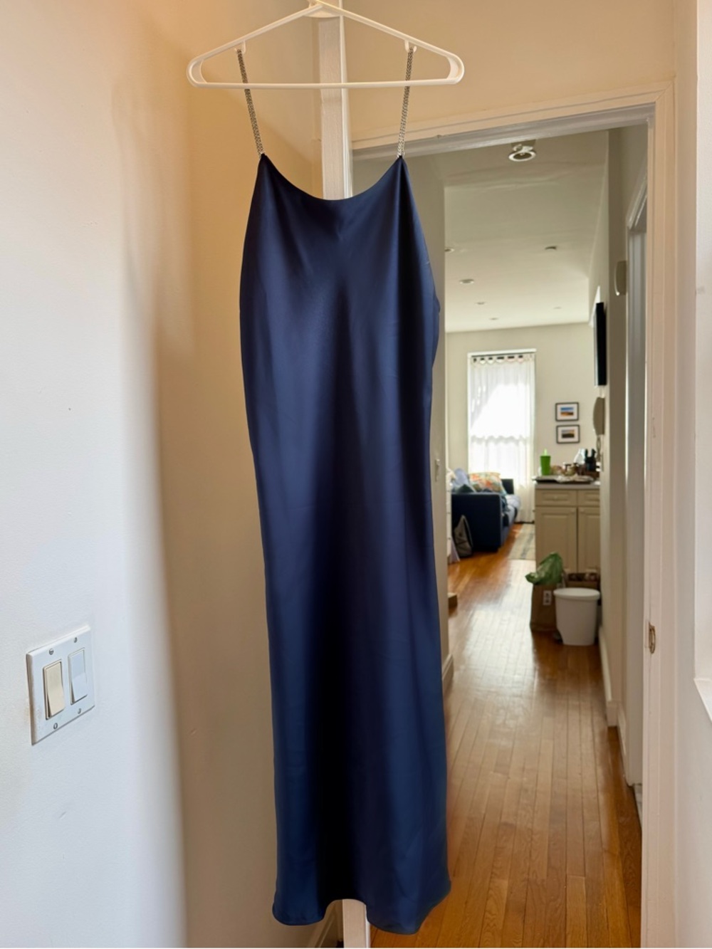 ba&sh Canel Navy Satin Chain Strap Slip Dress – Size 2 NWT